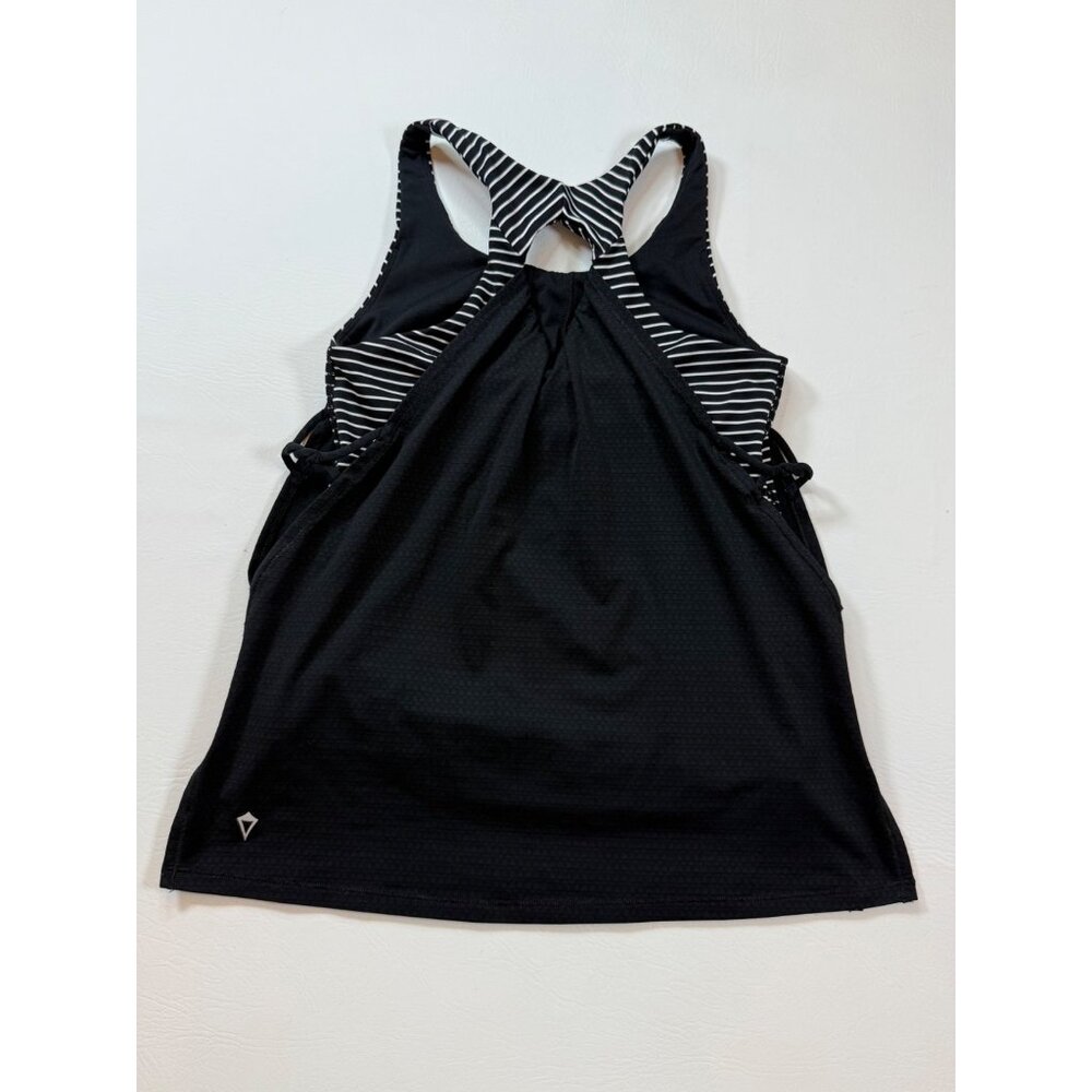 Lululemon Ivivva Black Striped Racerback Active Tank Keyhole back (bin FF120) - Picture 3 of 6